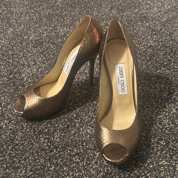 Jimmy Choo 37.5 Peep Toe pumps, Bronze - Picture 5 of 5